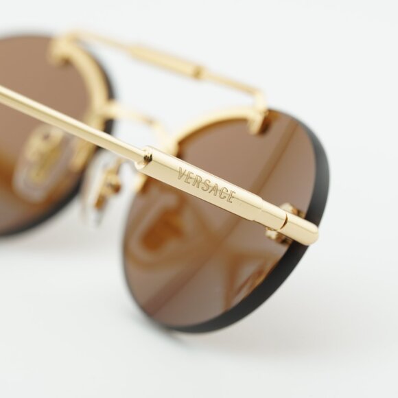 Versace VE2295 1002/73 Sunglasses Gold Oval Frame, Brown Lenses
